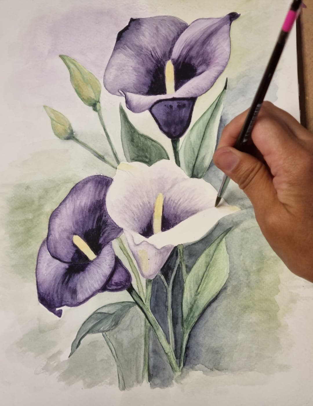 Acuarela creada por una alumna del taller de Josefina Fainé — obra 21